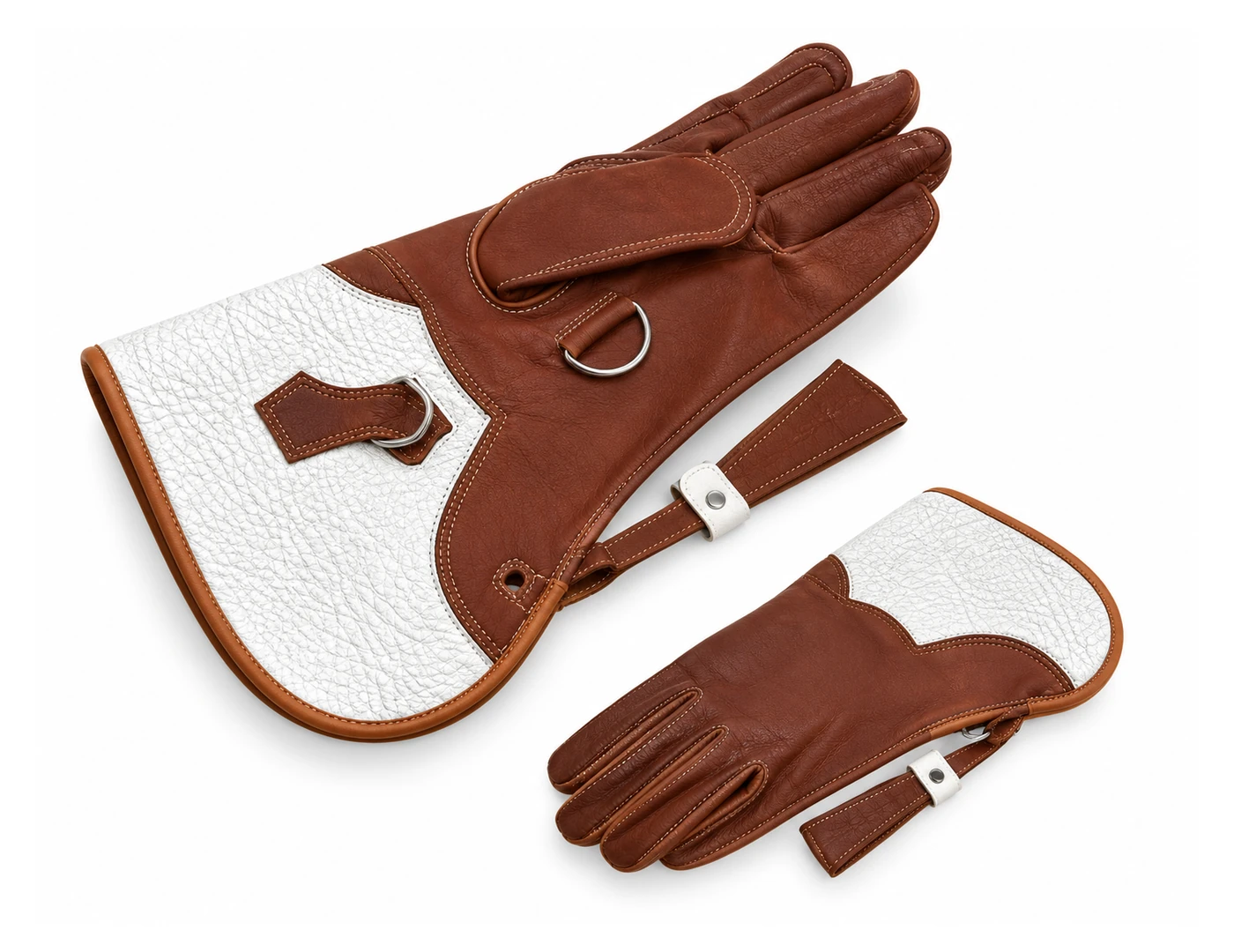 Brown and White Two-Layer Falconry Glove 