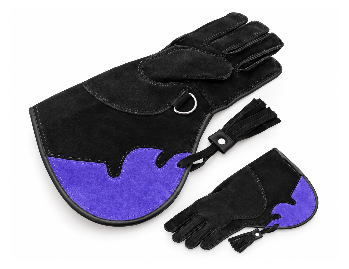 Guante de cetrería de dos capas negro y violeta