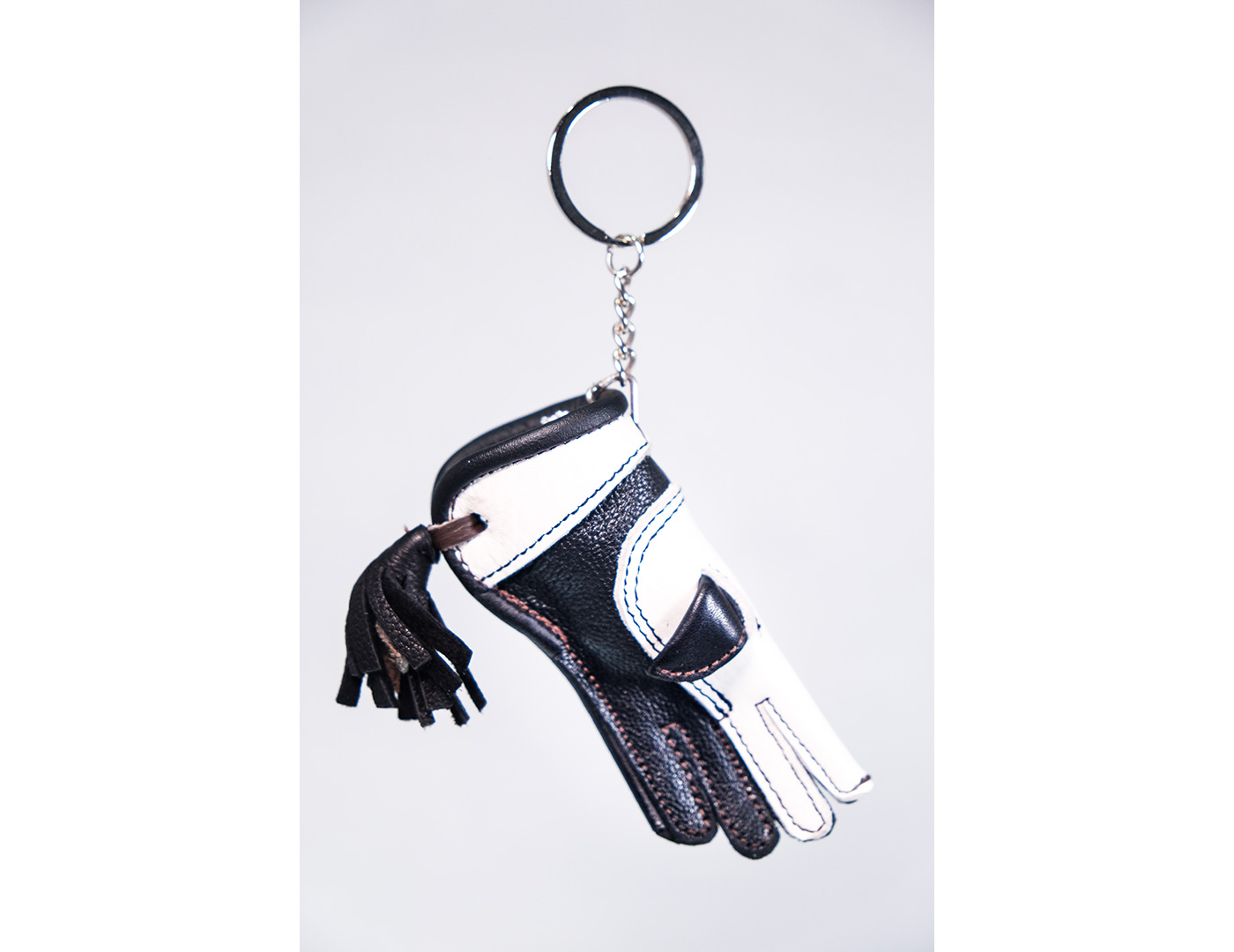 Handmade Black and White Falconry Keyring 