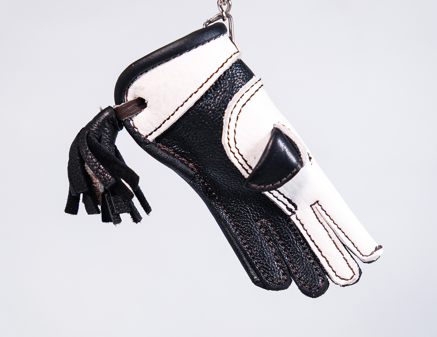 Handmade Black and White Falconry Keyring