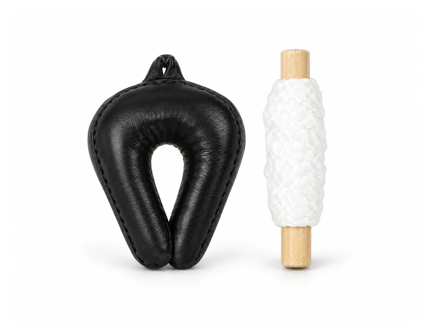 Black Leather Falconry Lure with White Attachment