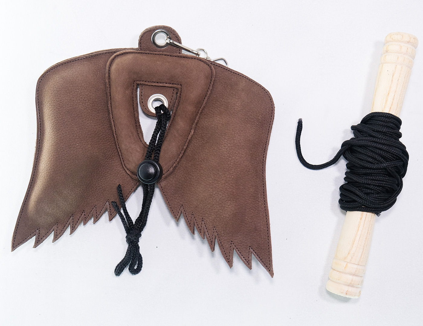 Brown Velvet Leather Falconry Lure for Falcons, Handmade
