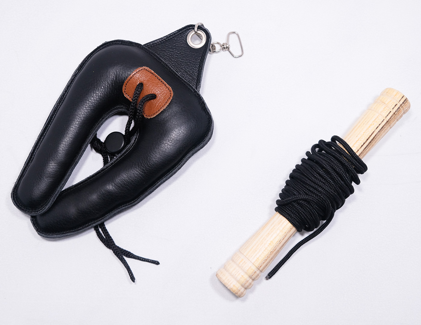 Black Leather Falconry Lure for Falcons, Handmade 